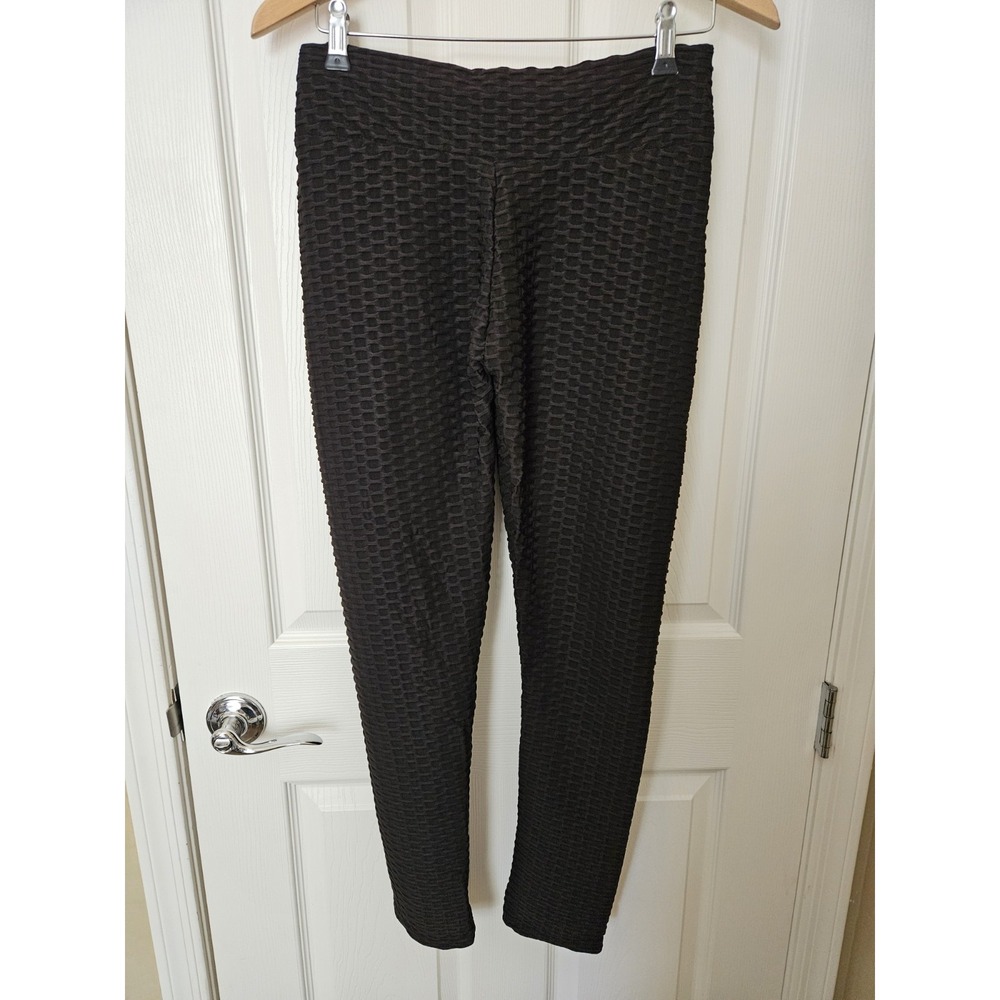NWOT Yuna Fashion Black Textured Yoga Activewear Leggings, Scrunch Butt, XL